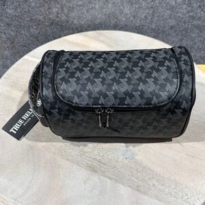 True Religion Aukka Black Houndstooth Travel Toiletry Dopp Kit Bag Bonus Bottles